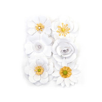 Backyard Table Medium Paper Flowers: White