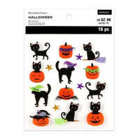 Halloween 3D Stickers: Cats on Pumpkins