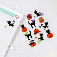 Halloween 3D Stickers: Cats on Pumpkins