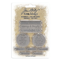 Tim Holtz Idea-ology Adornments: Christmas Words - metallikoristeet