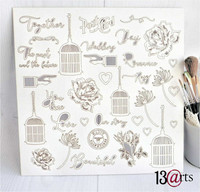 13arts Chipboard : Rosalie 12x12   - chipboardkuvioarkki