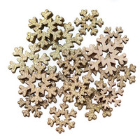 Wooden Glitter Shapes: Snowflake Gold - puukoristeet