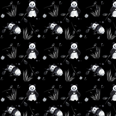 Panda love, black, trikoo