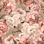 Watercolor peonies, latte, trikoo