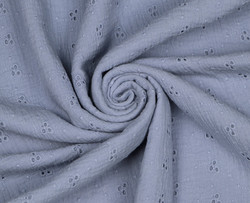 Brodeerattu double gauze, dusty blue