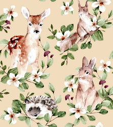 Sweet animals, kauramaito, trikoo (isompi kuvion koko)