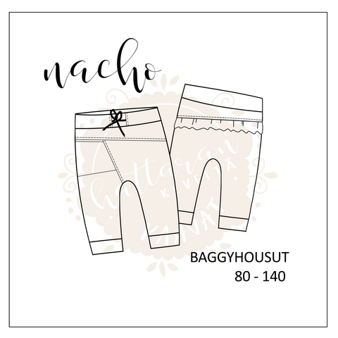 Hattarankeveitä: Nacho-housukaava (paperikaava, koot 50-140)