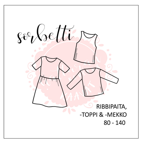Hattarankeveitä: Sorbetti-ribbikaavapaketti (paperikaava, koot 80-140)