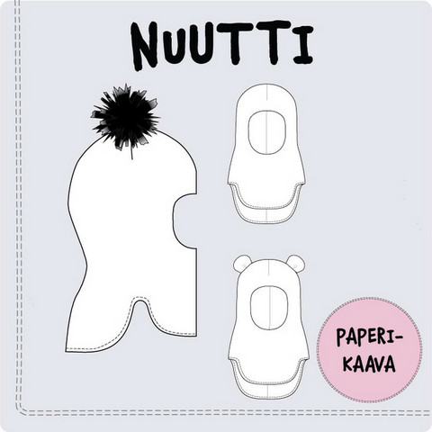 Kaavastudio AinoA: Nuutti-kypärälakki (paperikaava, koot 40-58)