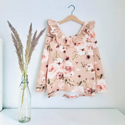 Boho flowers, pähkinä, trikoo