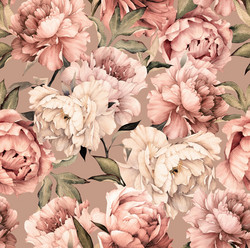 Watercolor peonies, latte, trikoo