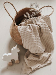 Muhkea vohvelikangas, beige
