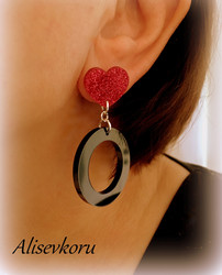 4450  Alise Design Glitter/peiliakryyli sydän  korvakorut