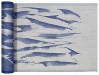 AALLOKKO-laudeliina/kaitaliina 46 x 150 cm, pellava-sininen