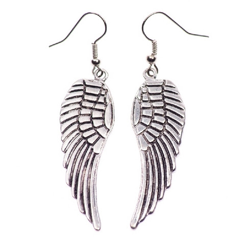 Trendy Silver Colored Wing Earrings Koruhar Trendy Silver Colored Wing Earrings