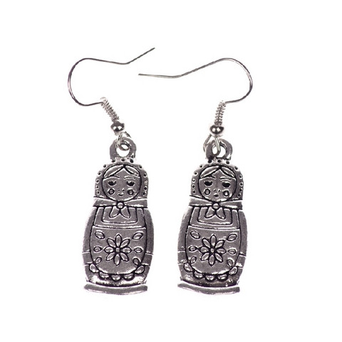 Silver Colored Matryoshka Earrings Koruhar Silver Colored Matryoshka Earrings