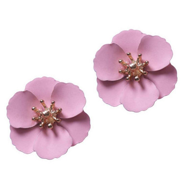 Kukkanappi korvakorut (pinkki)