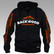Backwood Hooligas® black hoodie with orange prints (full zip)