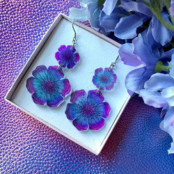 Double Blue Floral Fantasy -korvakorut