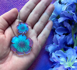 Double Blue Floral Fantasy -korvakorut