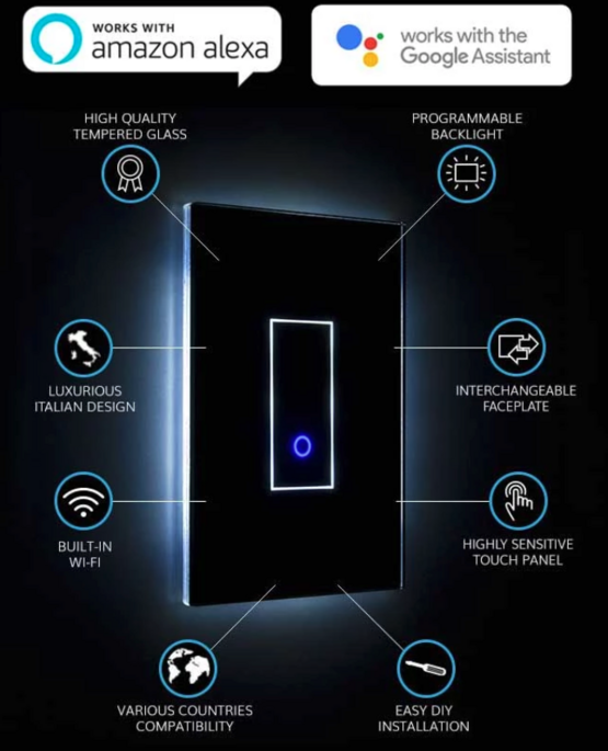 Iotty Smart Switch LSWE21 (1 painike) Musta
