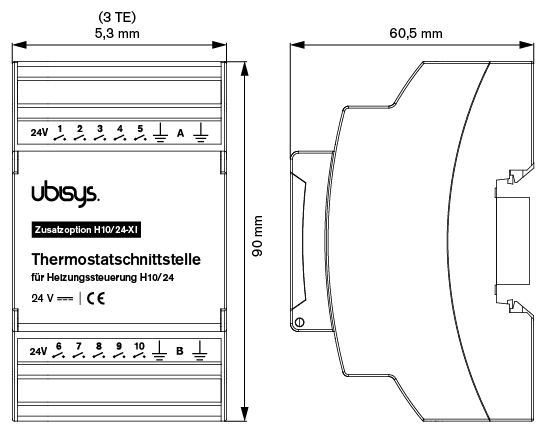 Ubisys Termostaattiliitäntä H10/24-XI (Lisämoduuli H10:lle) 24V