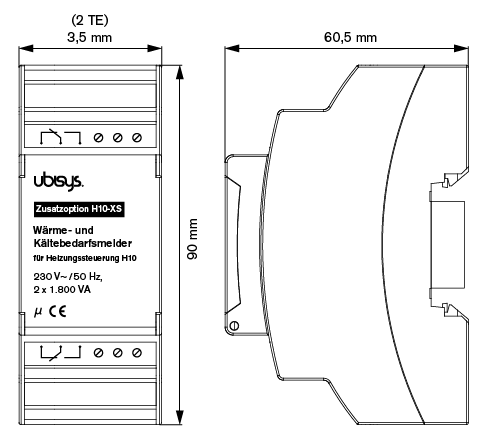 Ubisys Lämmitys/jäähdytystarpeen ilmaisin H10-XS (Lisämoduuli H10:lle)
