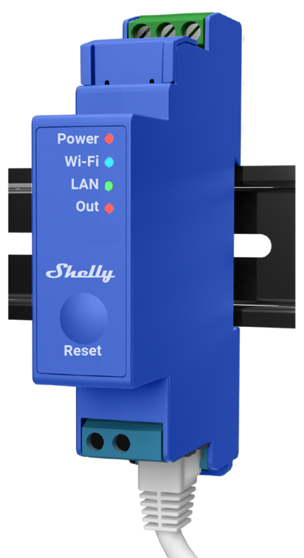 Shelly Pro 1 DIN-kiskorele 1x16A - LAN-, WiFi- ja Bluetooth