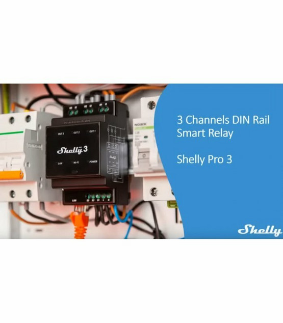 Shelly Pro 3 - 3-kanavainen DIN-kiskorele 3x16A - LAN-, WiFi- ja BT