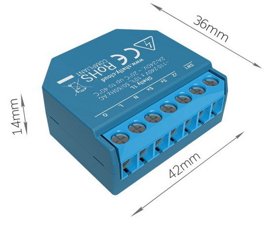 Shelly 1L - Rele 1x4A (Wifi) - toimii ilman nollajohdinta