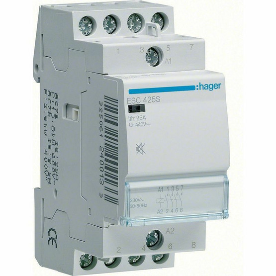 Hager ESC425S 4s 25A k.230VAC hur - 3-vaihe Kontaktori hiljainen