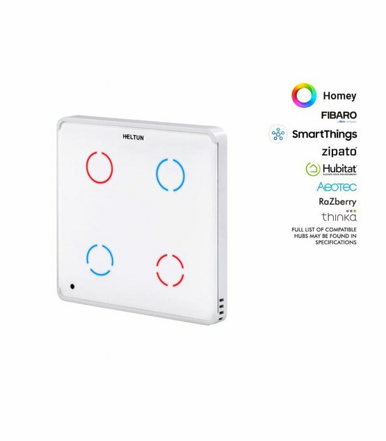 HELTUN Touch Panel Switch Quarto - Z-Wave+ Painikerele 4-osainen