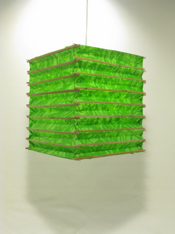Lokta-kuutio 30x30x40cm, vaaleanvihreä/vihreä bambunlehti