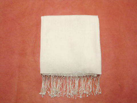 Pashminastoola, luxuslaatu, valkoinen