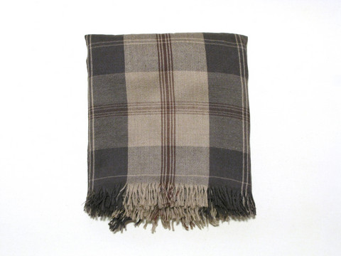 Mongolian Cashmere stoola, ruutu, ruskea