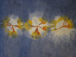 50 x 70 cm batik-värjätty lokta-paperi sininen, kalanteroitu