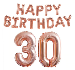Foliopallosarja Happy Birthday 30 (shampanja)
