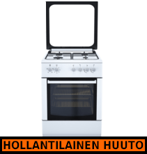 Kaasuliesi lasikannella 60x60cm Frezzer FF6402 valkoinen - HOLLANTILAINEN HUUTOKAUPPA!