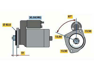 Starttimoottori Bosch 0001330008