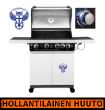 Huuhkajat kaasugrilli, 4 poltinta + sivukeitin, LED-valot - HOLLANTILAINEN HUUTOKAUPPA!