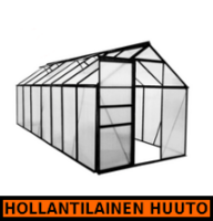Green Land alumiinirunkoinen kasvihuone 8,2 m², musta - HOLLANTILAINEN HUUTOKAUPPA!