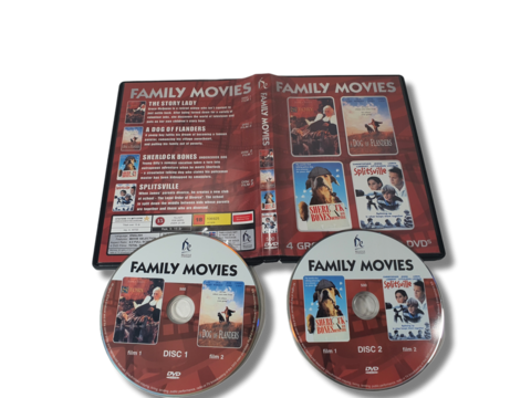DVD -elokuva (Family Movies / The Story Lady / A Dog Of Flanders / Sherlock Bones / Splitsviel) K16