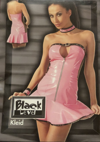 PVC-Mekko kiiltävä pinkki vinyyli mekko