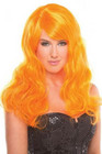 Peruukki - O Ou Orvokki oranssi, pitkä hiuksinen peruukki näkyy