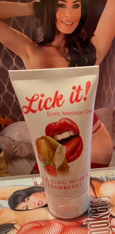 Massage gel nuoltava, syötävä sormileikkivoide mansikka-shamppanja