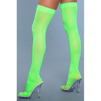 Neon green Yli polven yltävät verkkosukat huomataan varmasti