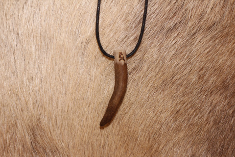 Reindeer Horn Tip Necklace with Cotton String