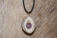 Reindeer Horn Necklace with 12mm Stone Pearl Amethyst