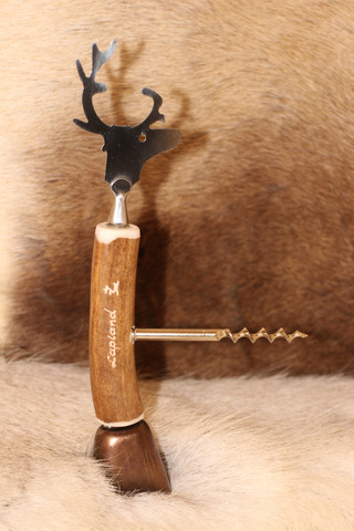 Bottle Cap Opener Reindeer with Corkscrew and Bell