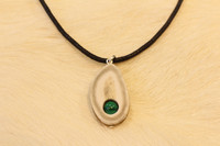 Reindeer Horn Necklace with 6mm Stone Pearl Malachite